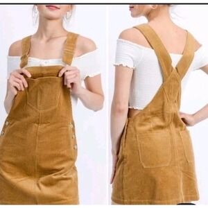 Love Tree Corduroy Jumper Mini Dress‎ Juniors Large Camel Brown Trendy